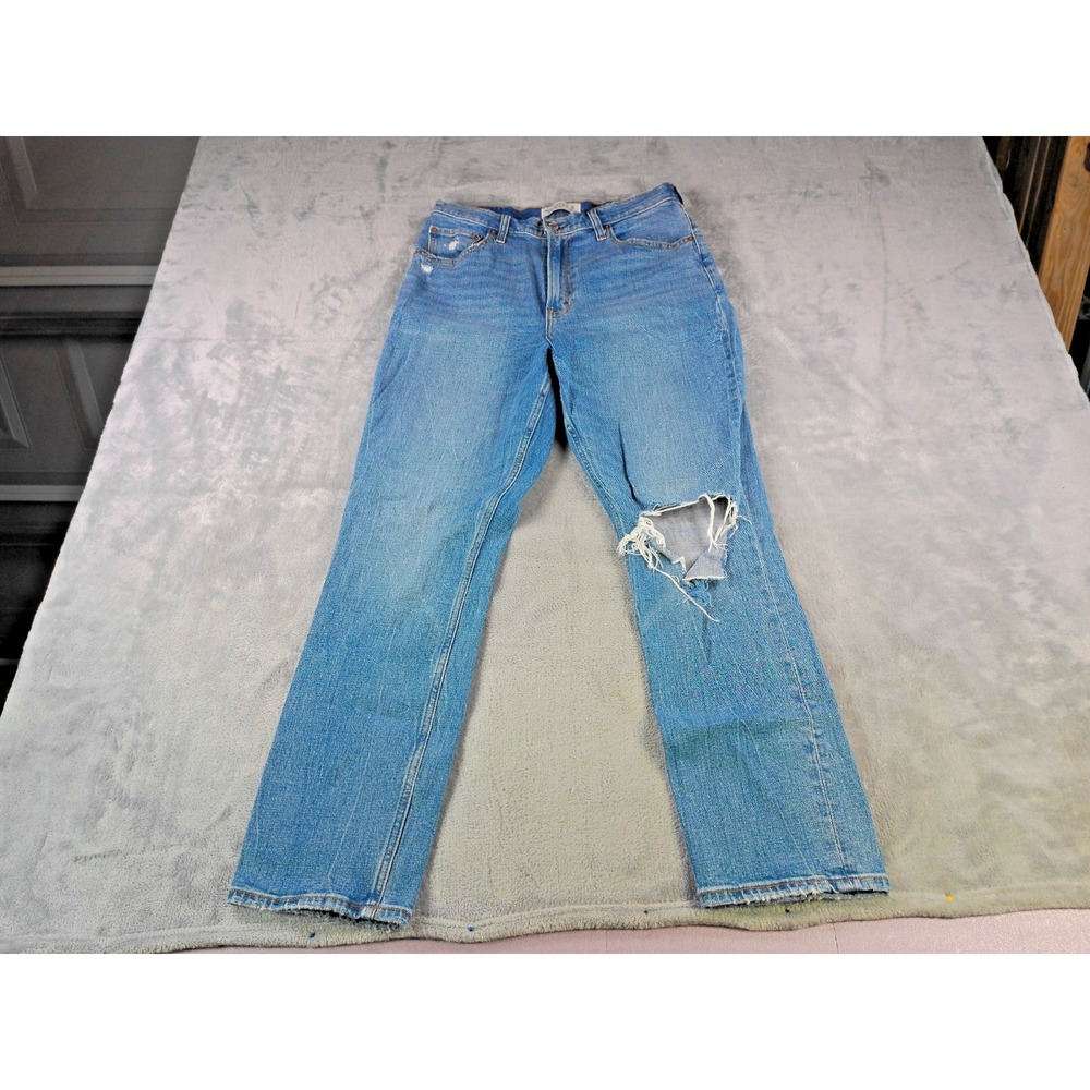 Abercrombie & Fitch Curve Love 90s Slim Straight Jeans 30x31 Distressed